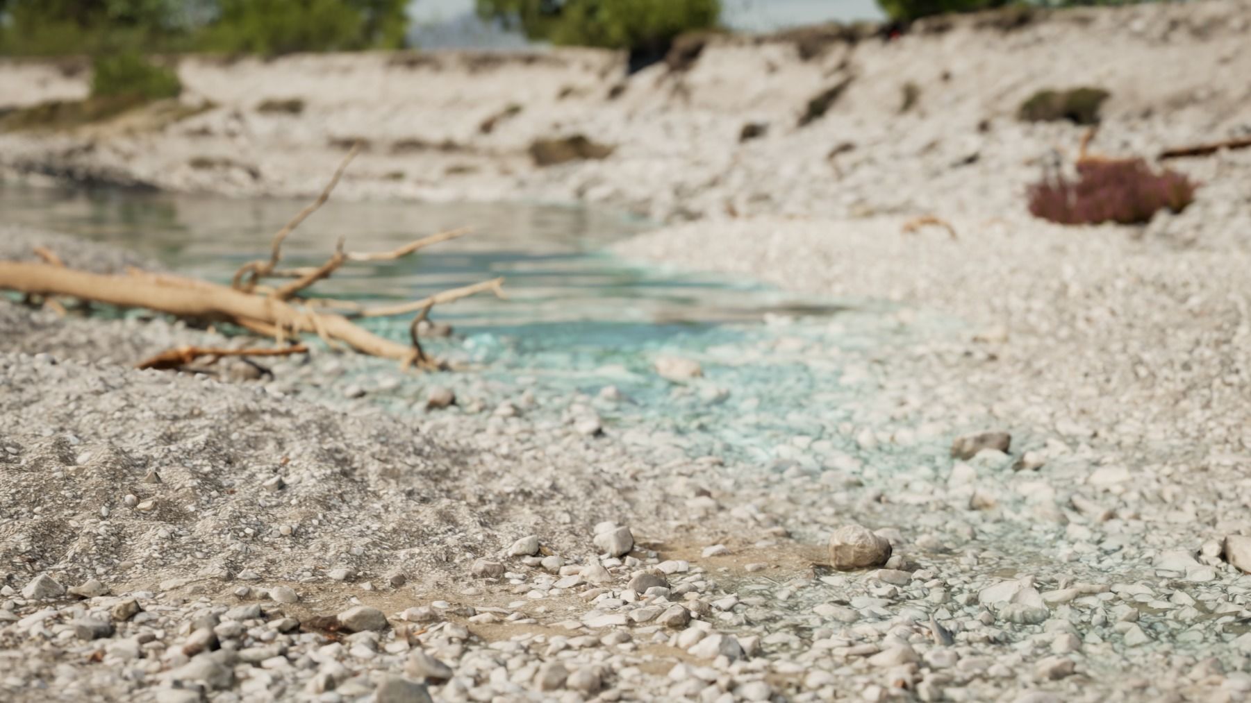 Alpine river fine gravel embankment Low-poly 3D model_28