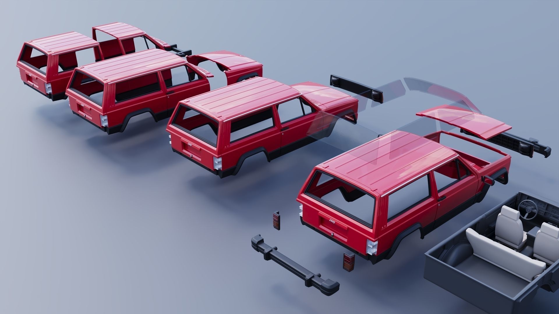 Jeep Cherokee XJ 2 Door 1984 3D print model_16