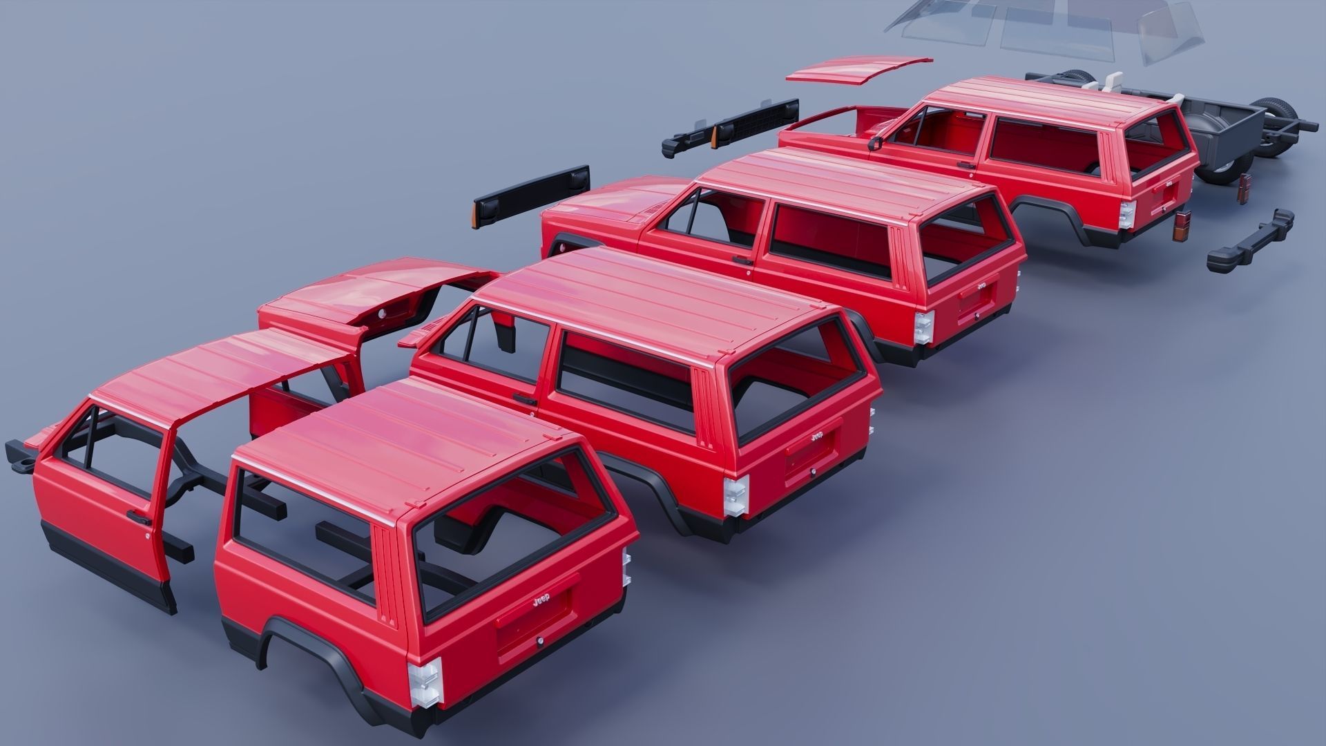 Jeep Cherokee XJ 2 Door 1984 3D print model_14