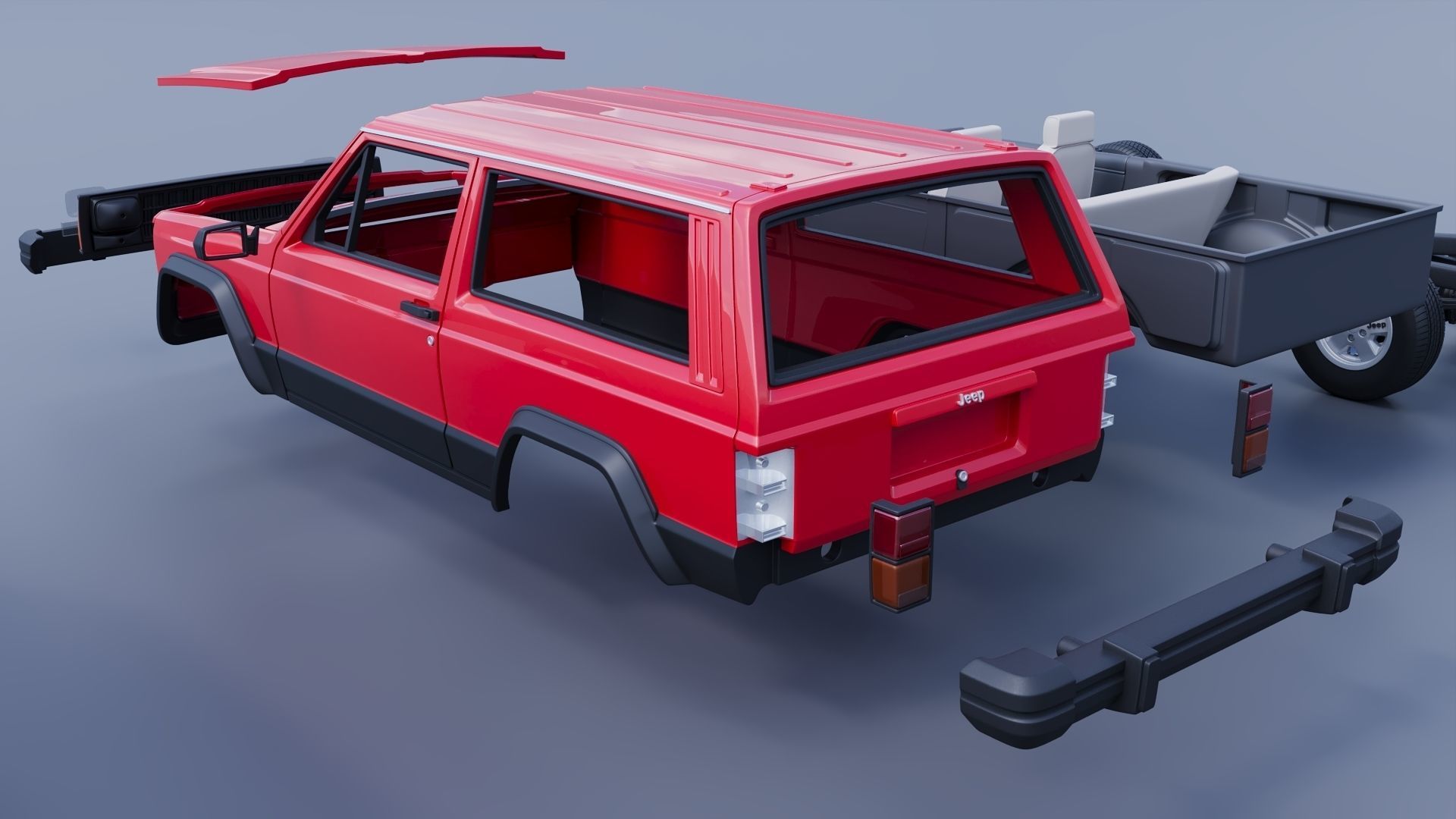 Jeep Cherokee XJ 2 Door 1984 3D print model_15