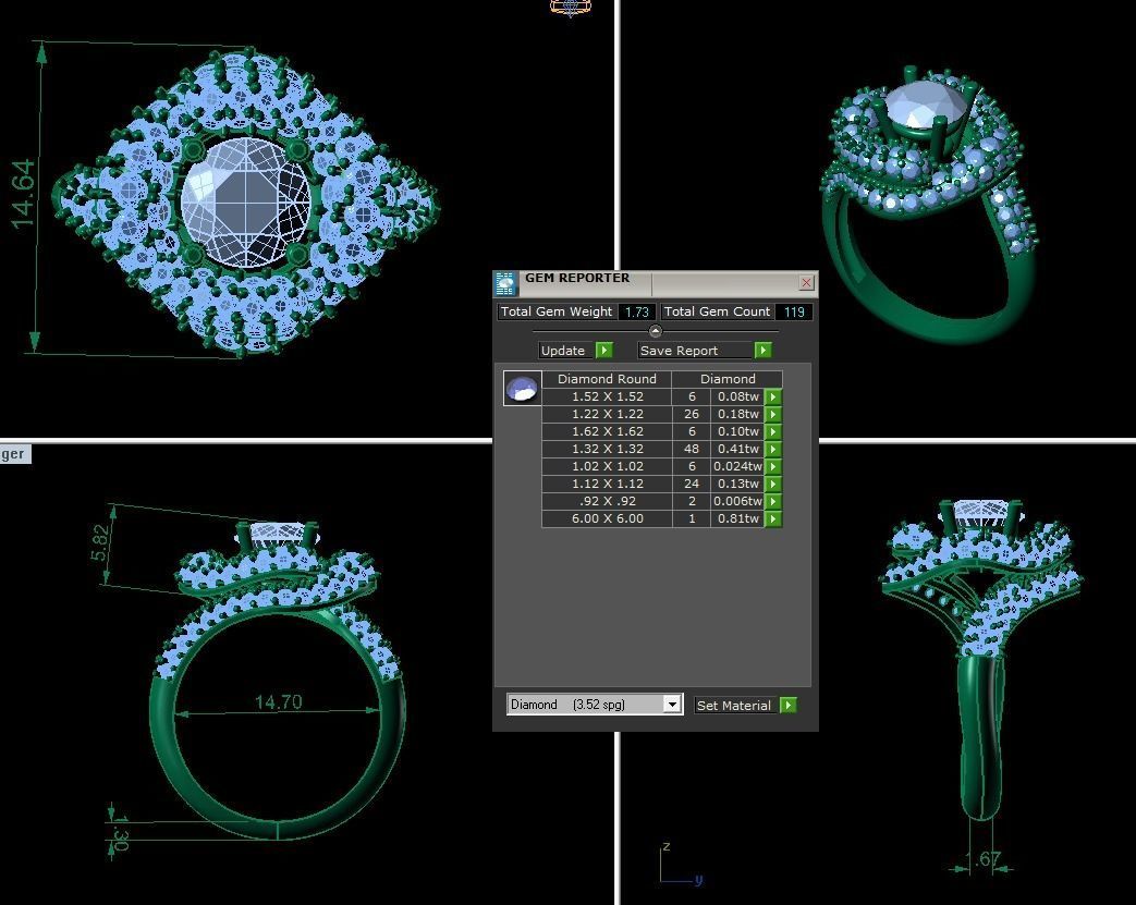 Creative Gemstone Ring  3D print model_1