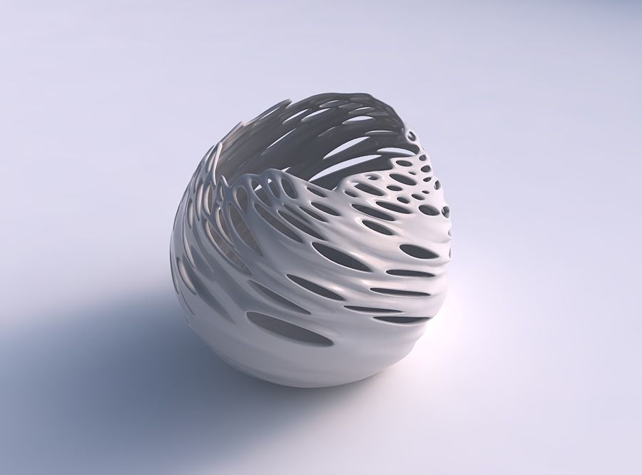 Bowl compressed 2 with twisted smooth bubble holes 3D print model_0