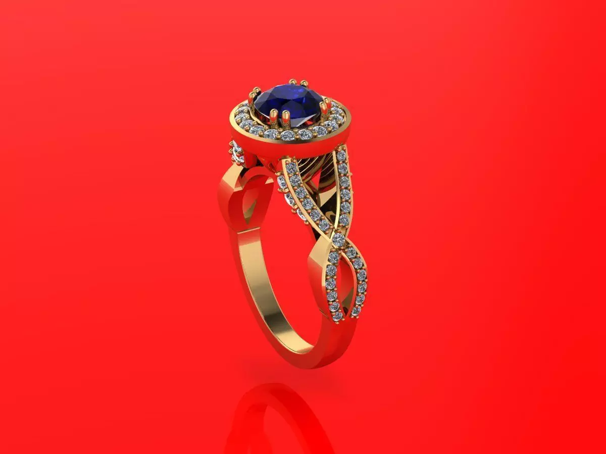 Halo Diamond Ring R3 3D print model_0