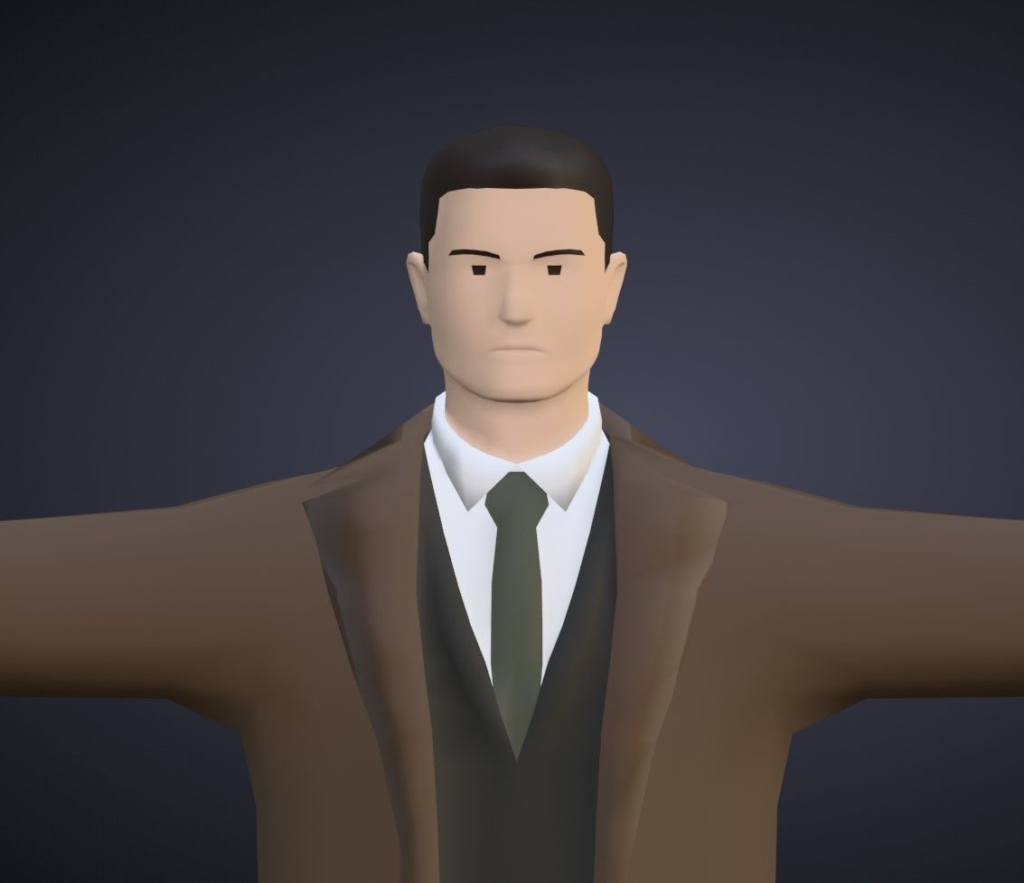 Stylized Detective Optimised Version Low-poly 3D model_8
