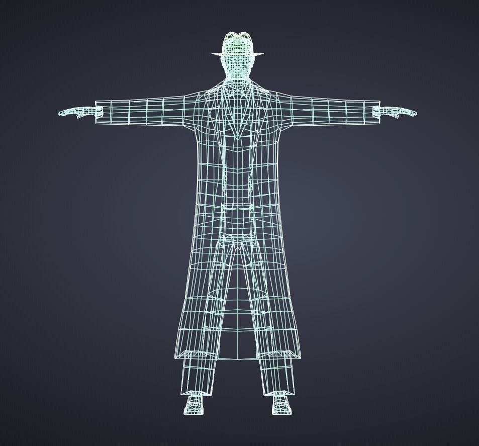 Stylized Detective Optimised Version Low-poly 3D model_14