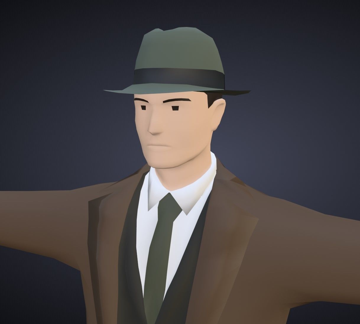Stylized Detective Optimised Version Low-poly 3D model_6