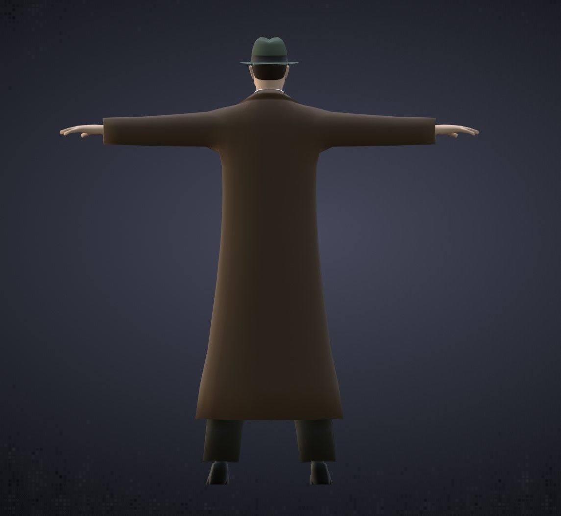 Stylized Detective Optimised Version Low-poly 3D model_4