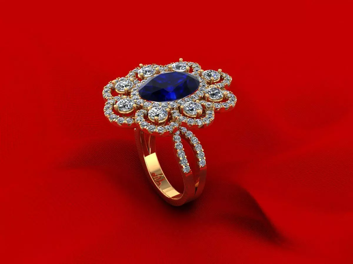 Gemstone Flower Rings 3D print model_0