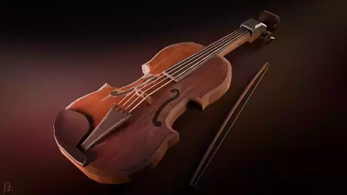 Stylized Violin 3D model Low-poly 3D model