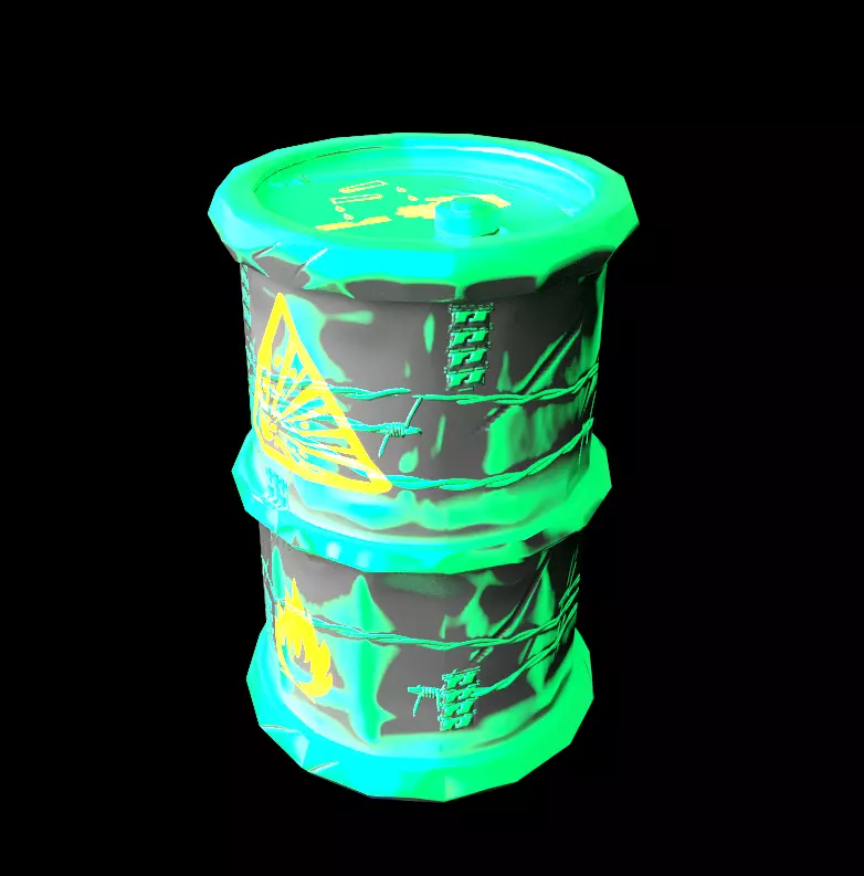 Asset radioactive Barrel Low-Poly Low-poly 3D model_0
