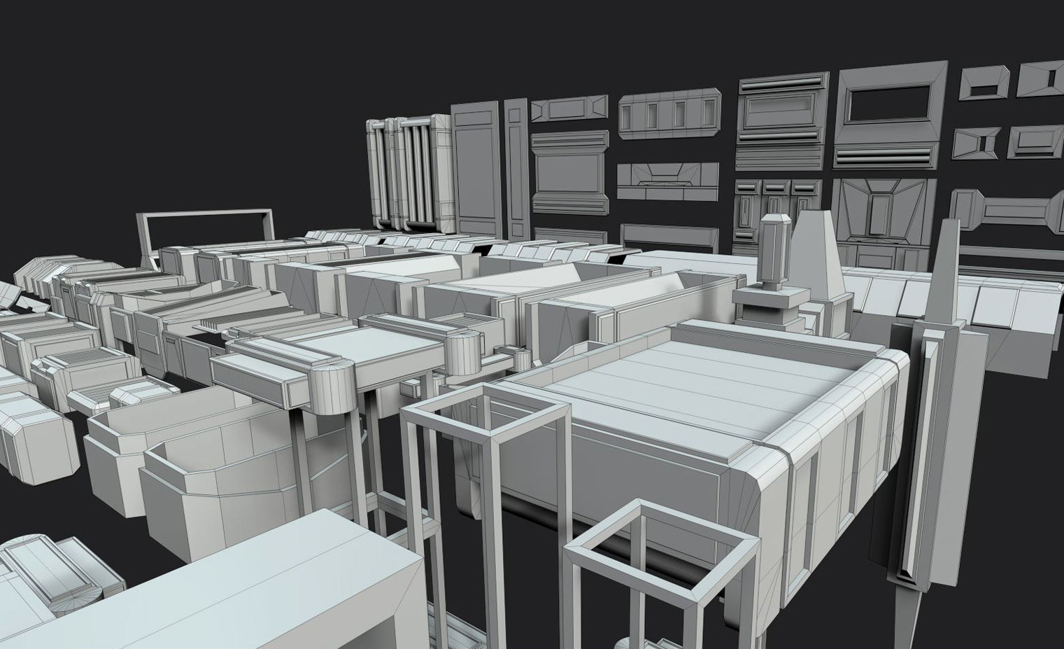 Kitbash Mechanical SciFi - 200 Element Low-poly 3D model_6