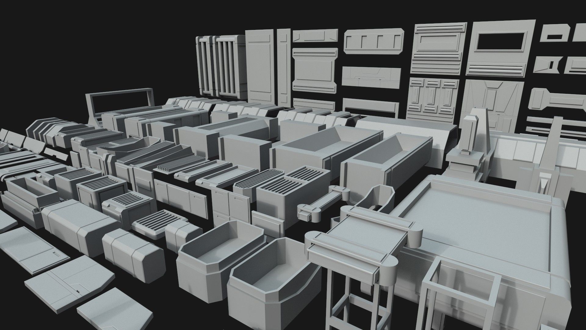 Kitbash Mechanical SciFi - 200 Element Low-poly 3D model_14