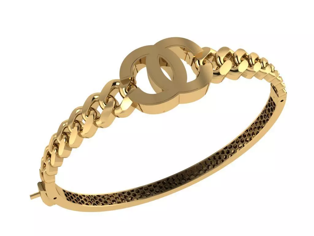 Direct casting gold bracelet 3D model_0