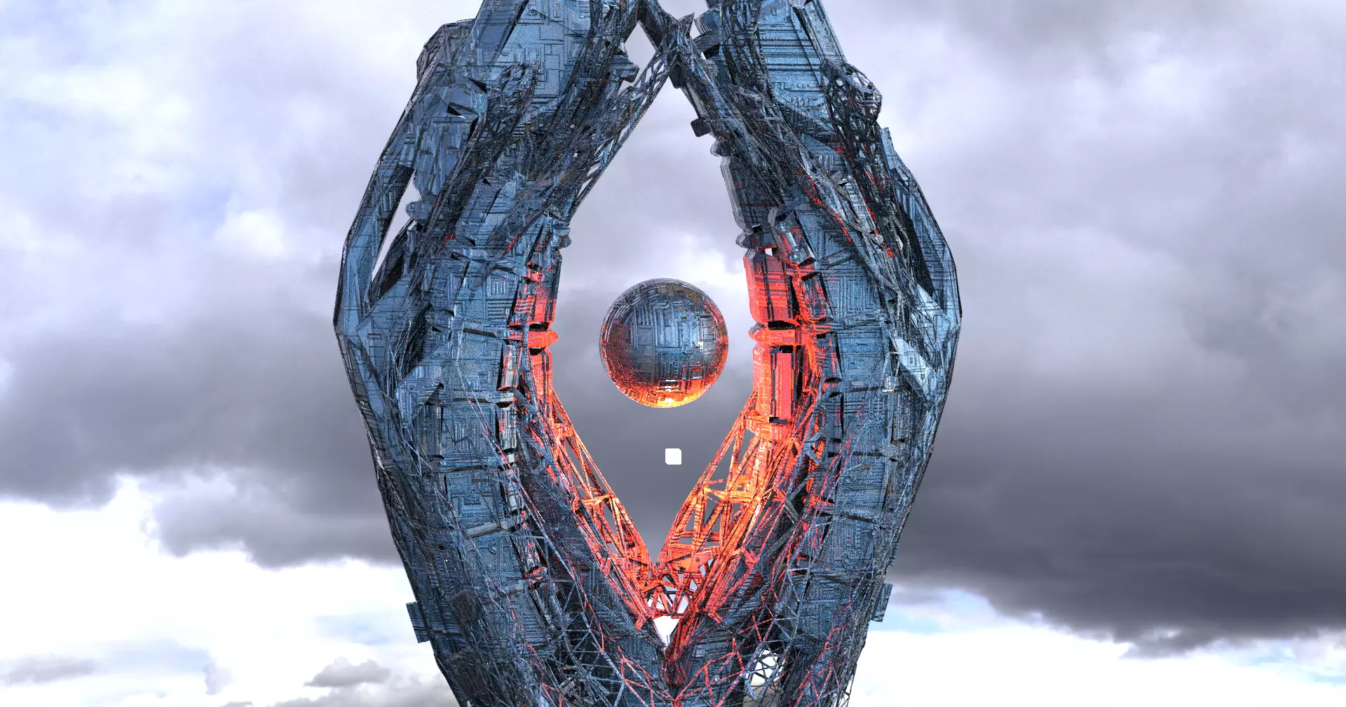 Sci fi eclipse monolith Globe tower 3D model_0