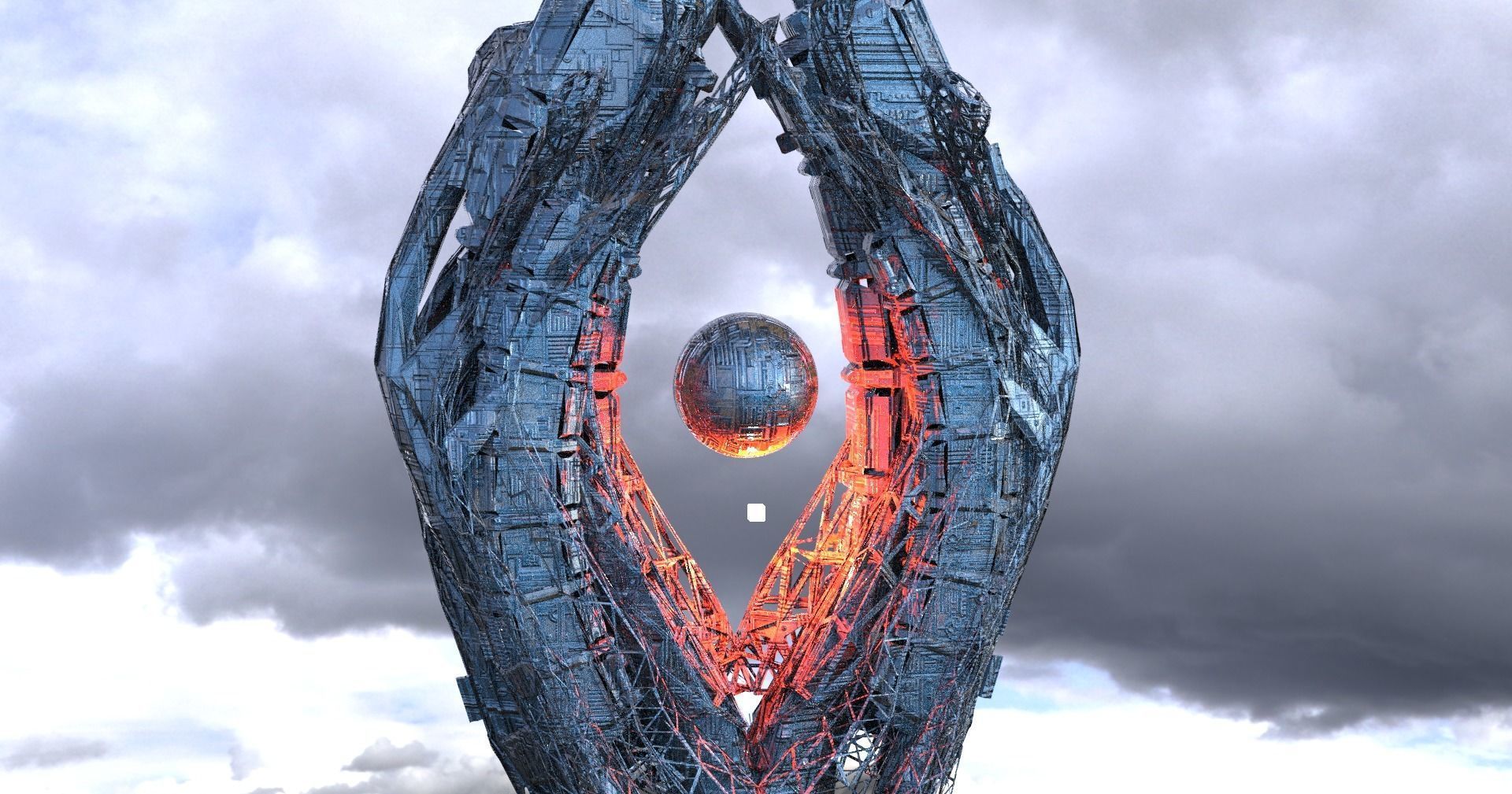 Sci fi eclipse monolith Globe tower 3D model_1