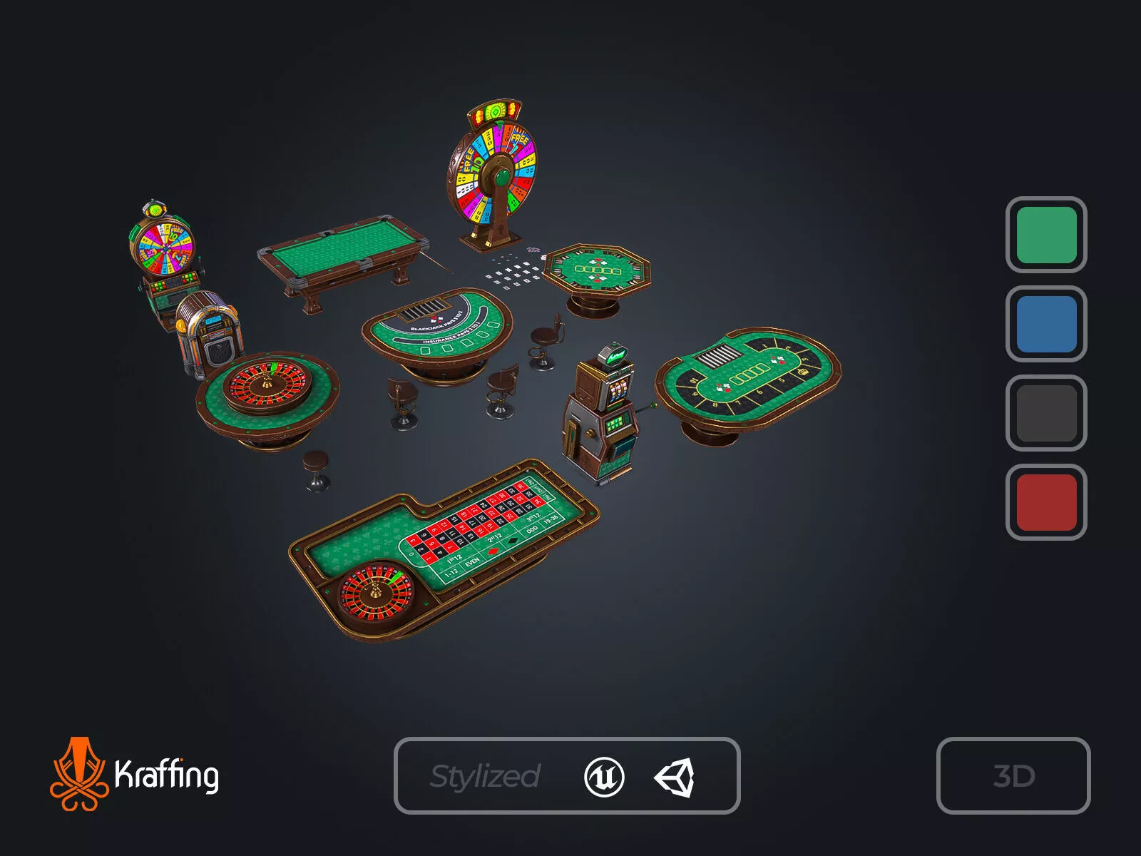 Casino Pack Low-poly 3D model