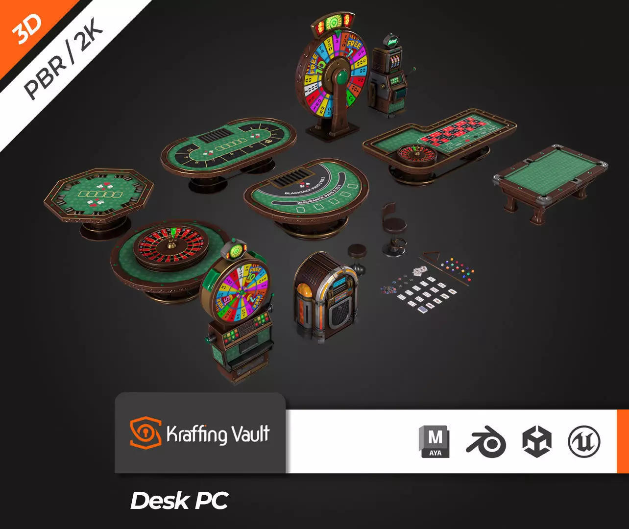 Casino Pack Low-poly 3D model_0