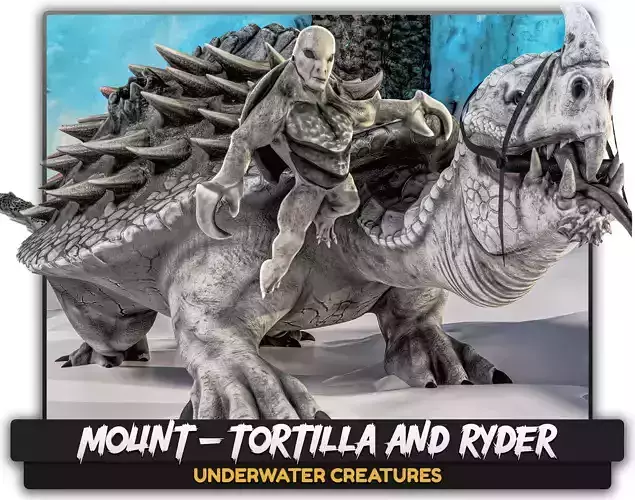 Turtle Mount Rider - Tortilla Ryder Creature Riding Reptile - 21 Low-poly 3D model