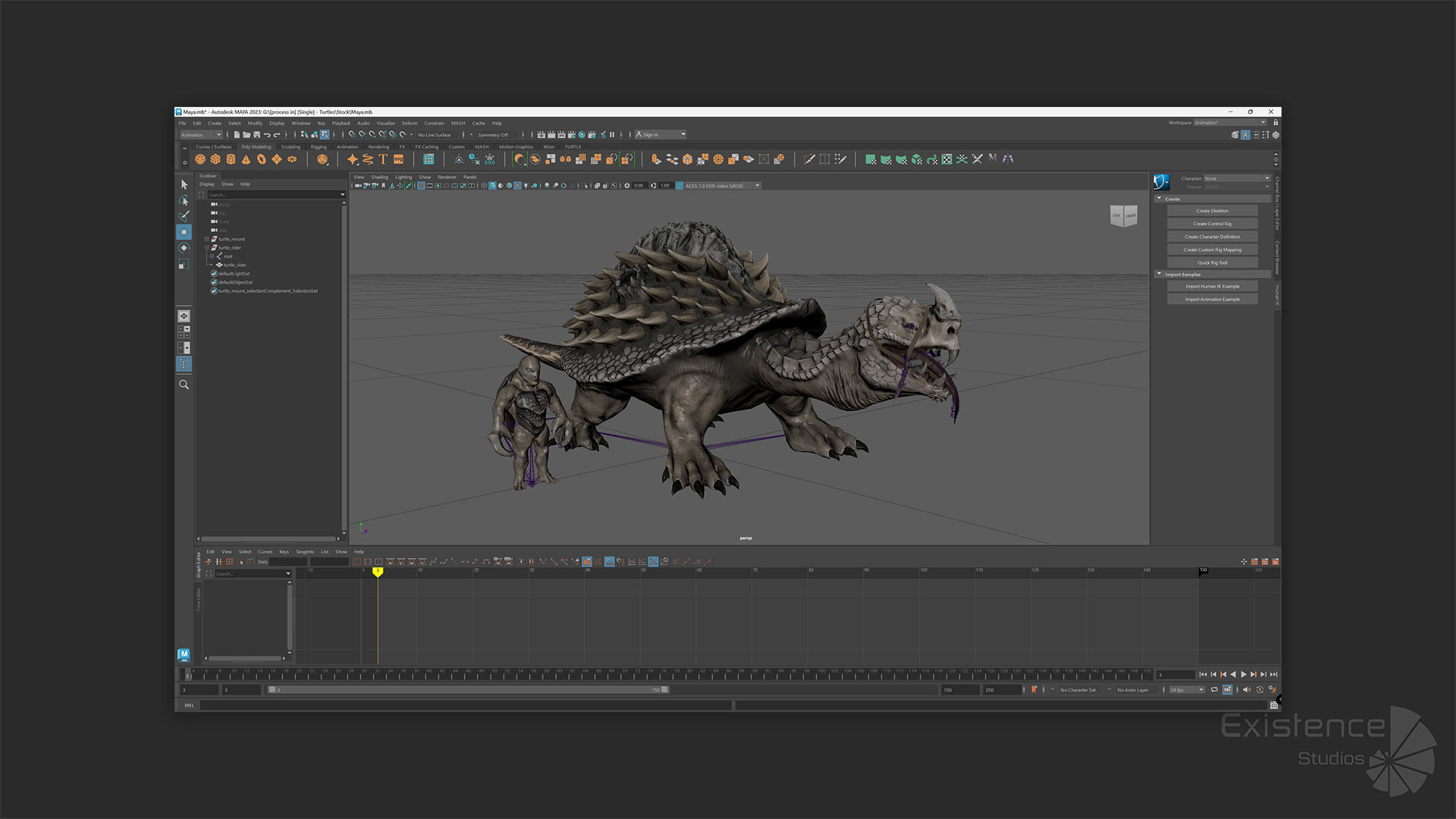 Turtle Mount Rider - Tortilla Ryder Creature Riding Reptile - 21 Low-poly 3D model_11