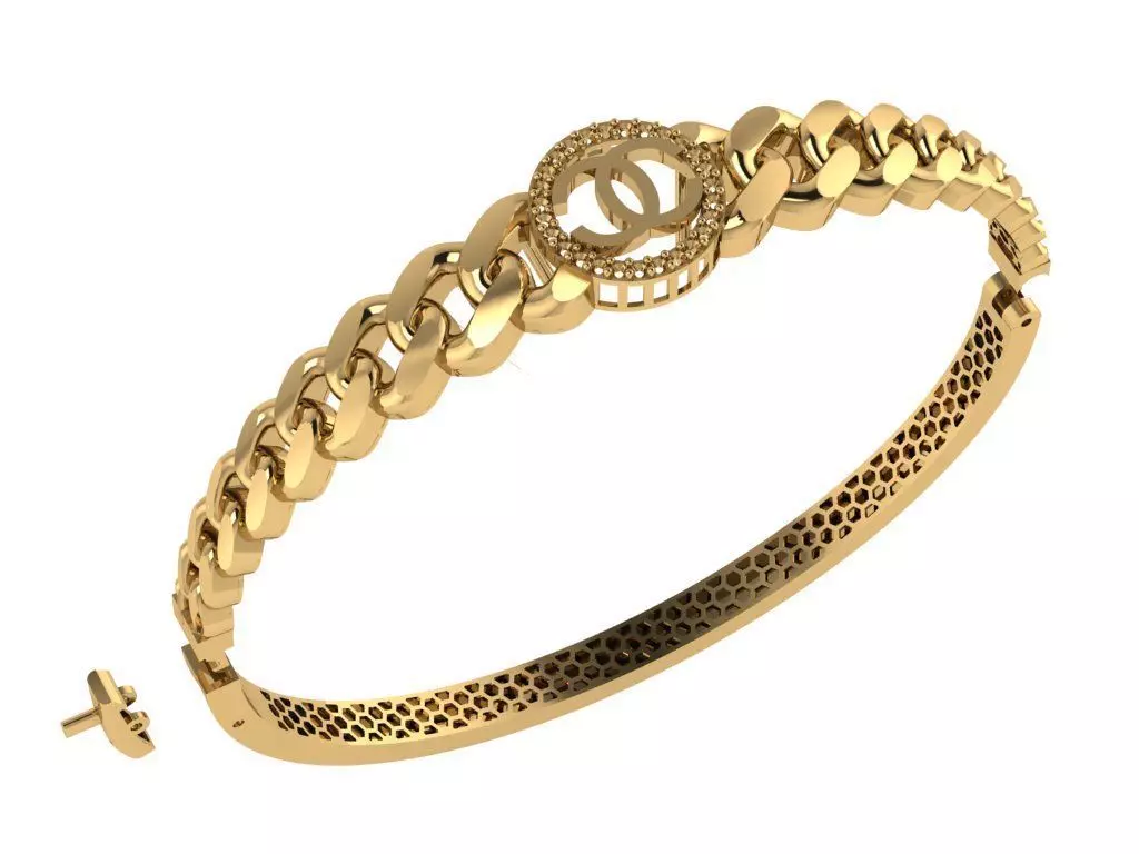 Direct casting gold bracelet 3D model_0