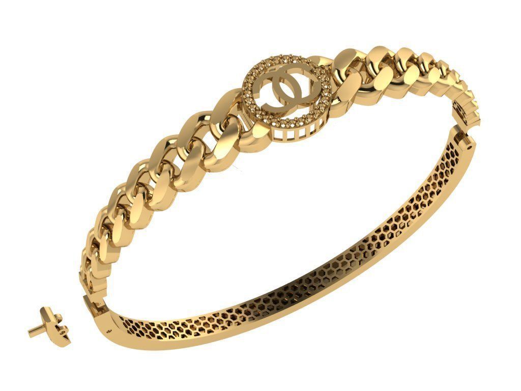 Direct casting gold bracelet 3D model_1