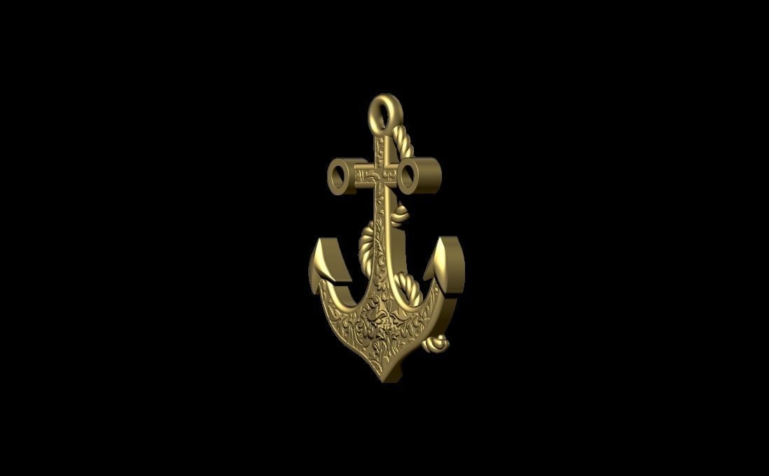 Anchor pendant 3D print model_5