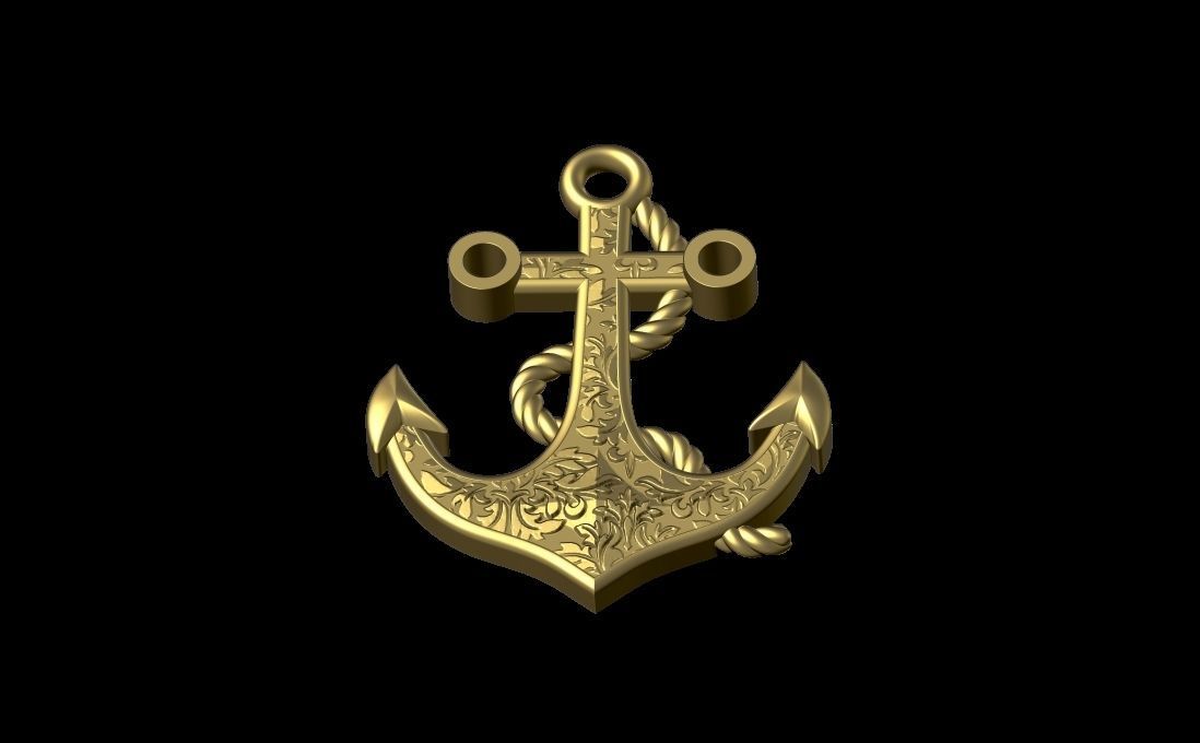 Anchor pendant 3D print model_1