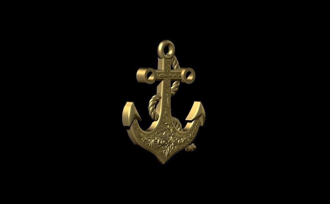 Anchor pendant 3D print model_6