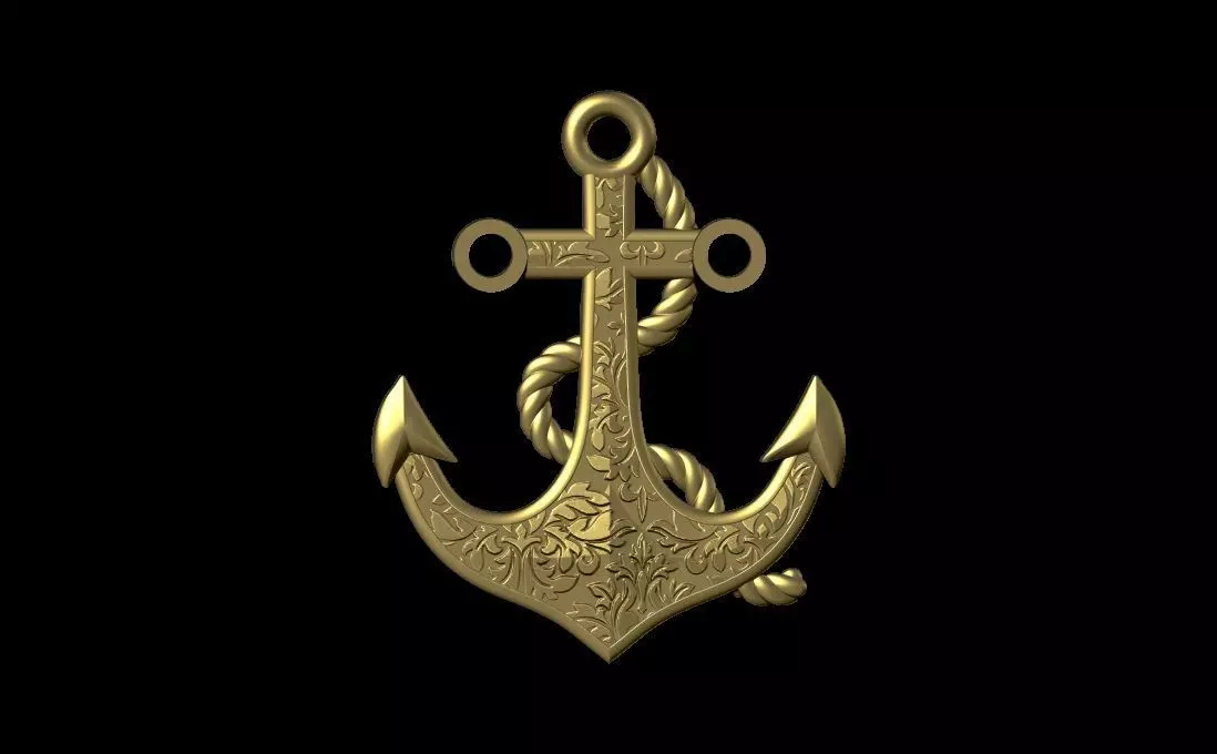 Anchor pendant 3D print model_0