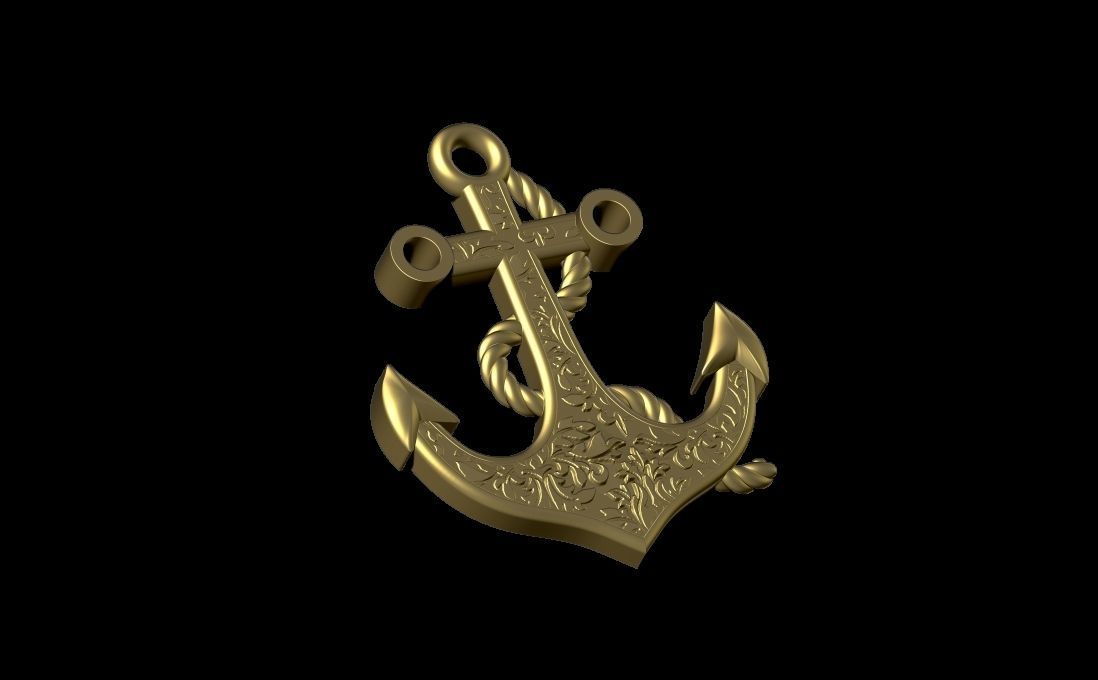 Anchor pendant 3D print model_3