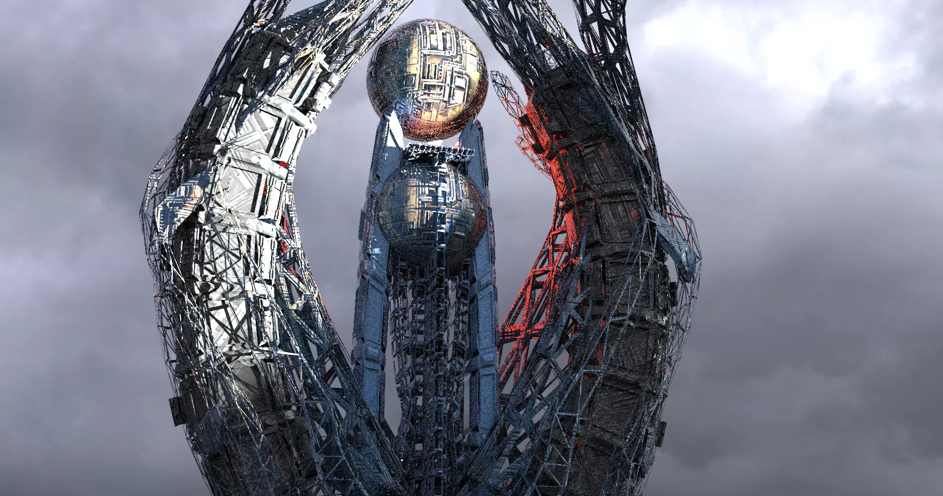 Sci fi eclipse monolith Globe Elite Ruler Tower 3D model