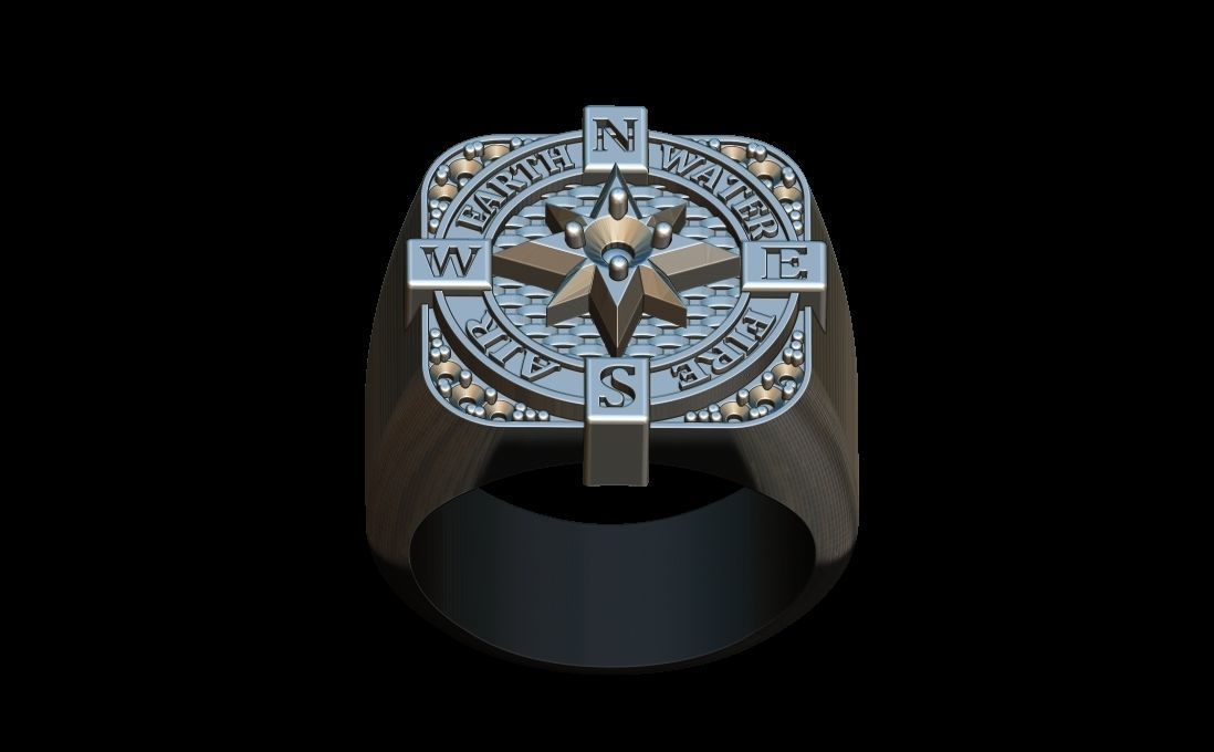 Compass Ring 3D print model_3