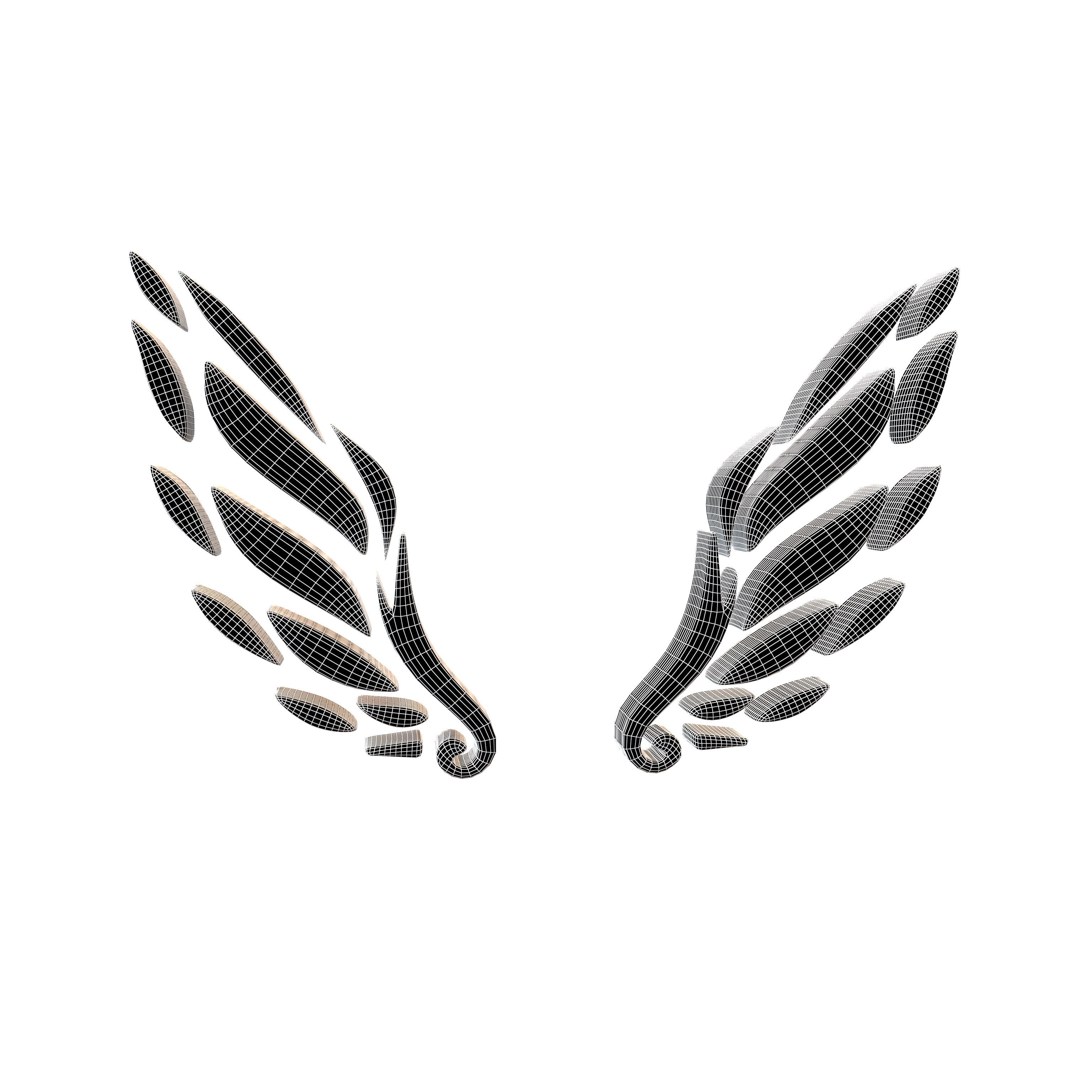 Wing Symbol v9 001 Low-poly 3D model_4