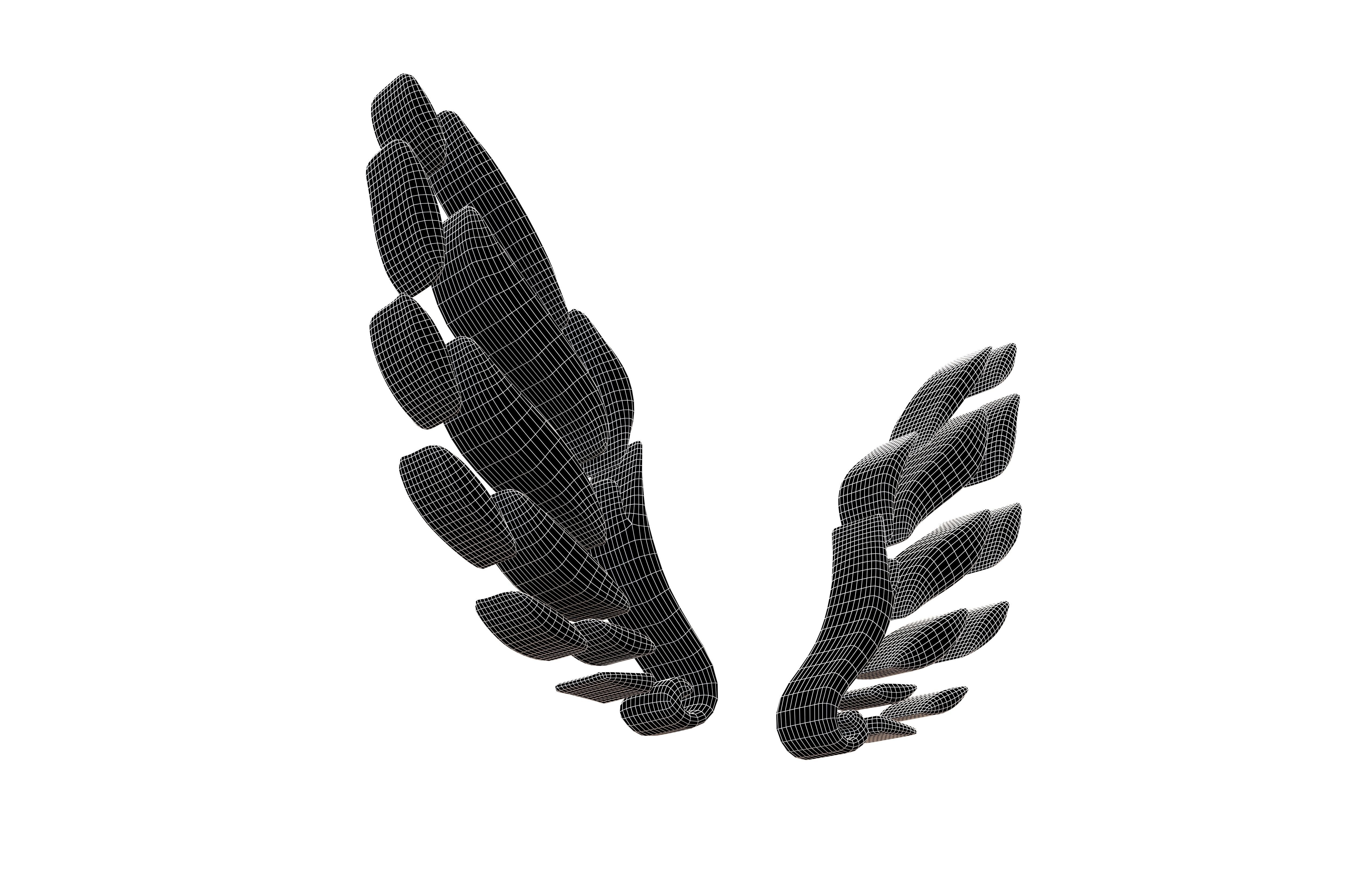 Wing Symbol v9 001 Low-poly 3D model_7