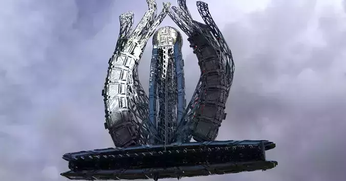 Dark Cyberpunk Dragon Gang Tower Low-poly 3D model