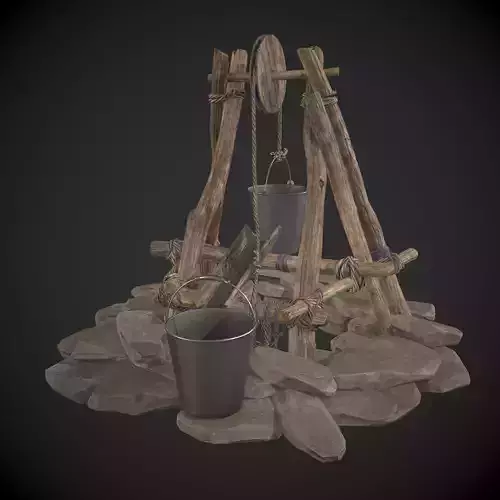 Primitive Makeshift Well Low-poly 3D model