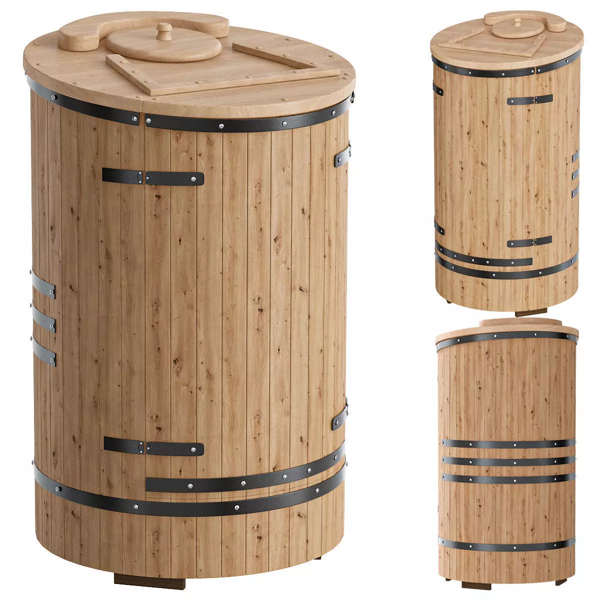 Simple cedar barrel 3D model_0