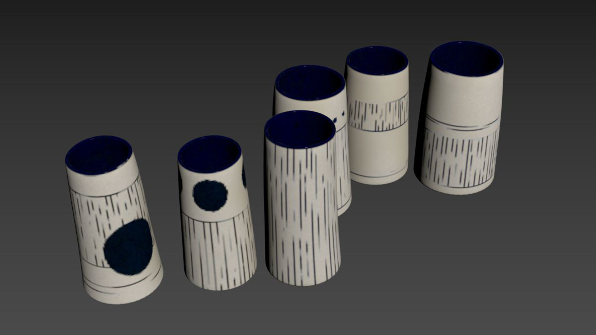 Handmade Decorated Indigo Ceramic Vase 1 3D model_5