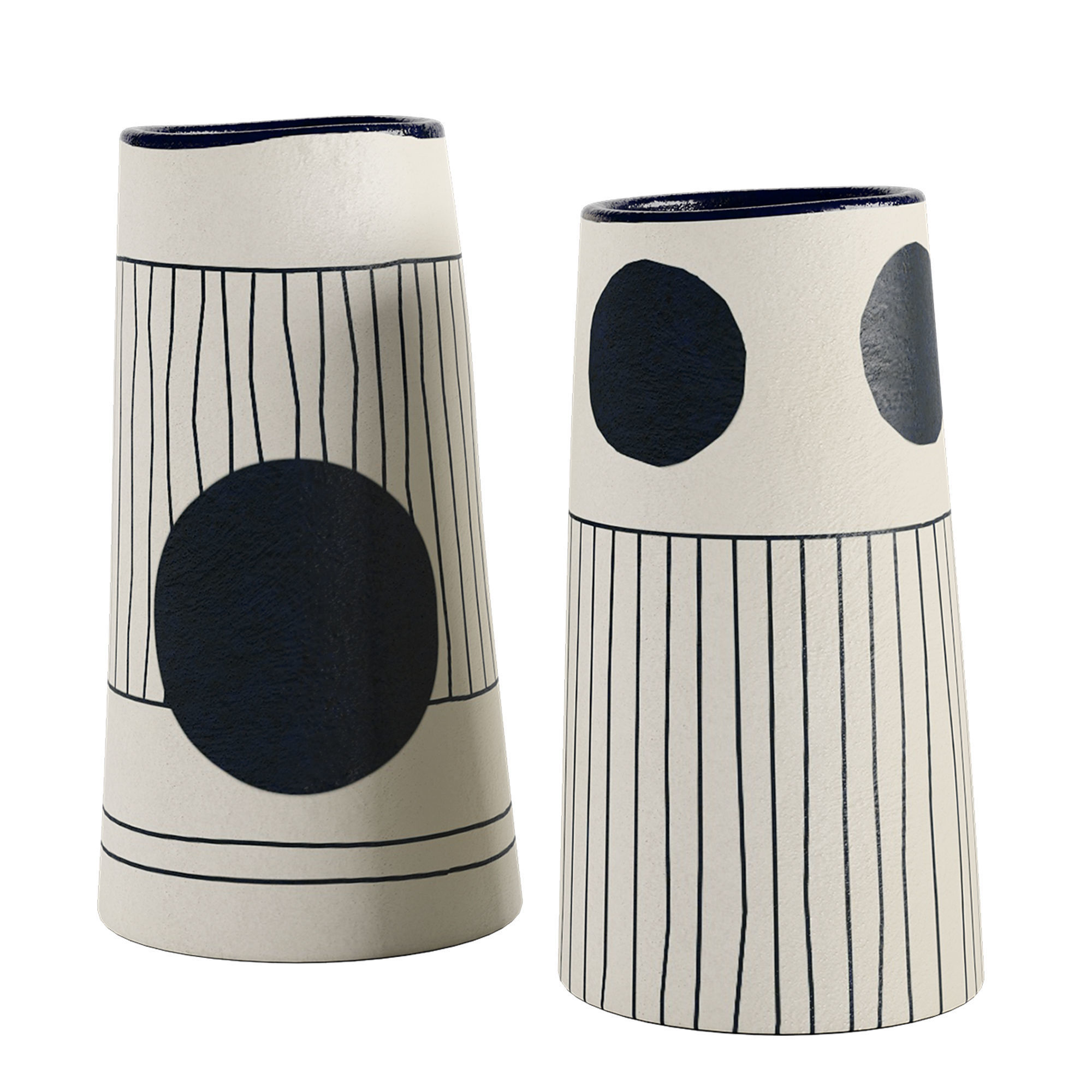 Handmade Decorated Indigo Ceramic Vase 1 3D model_3