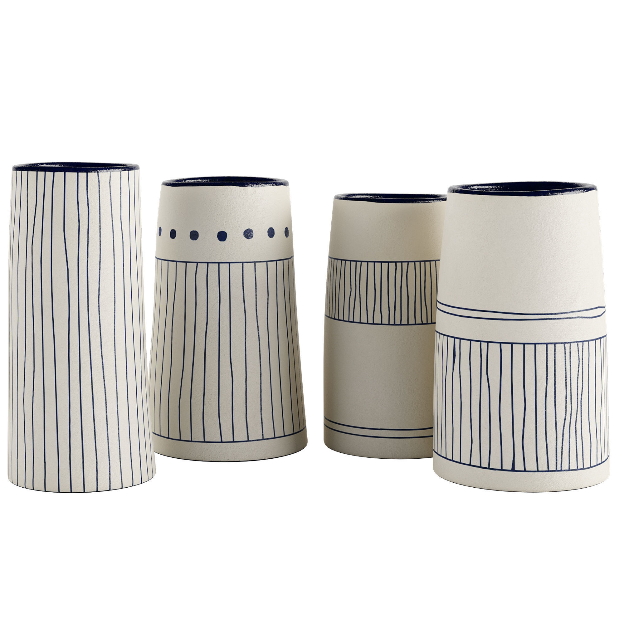 Handmade Decorated Indigo Ceramic Vase 1 3D model_2