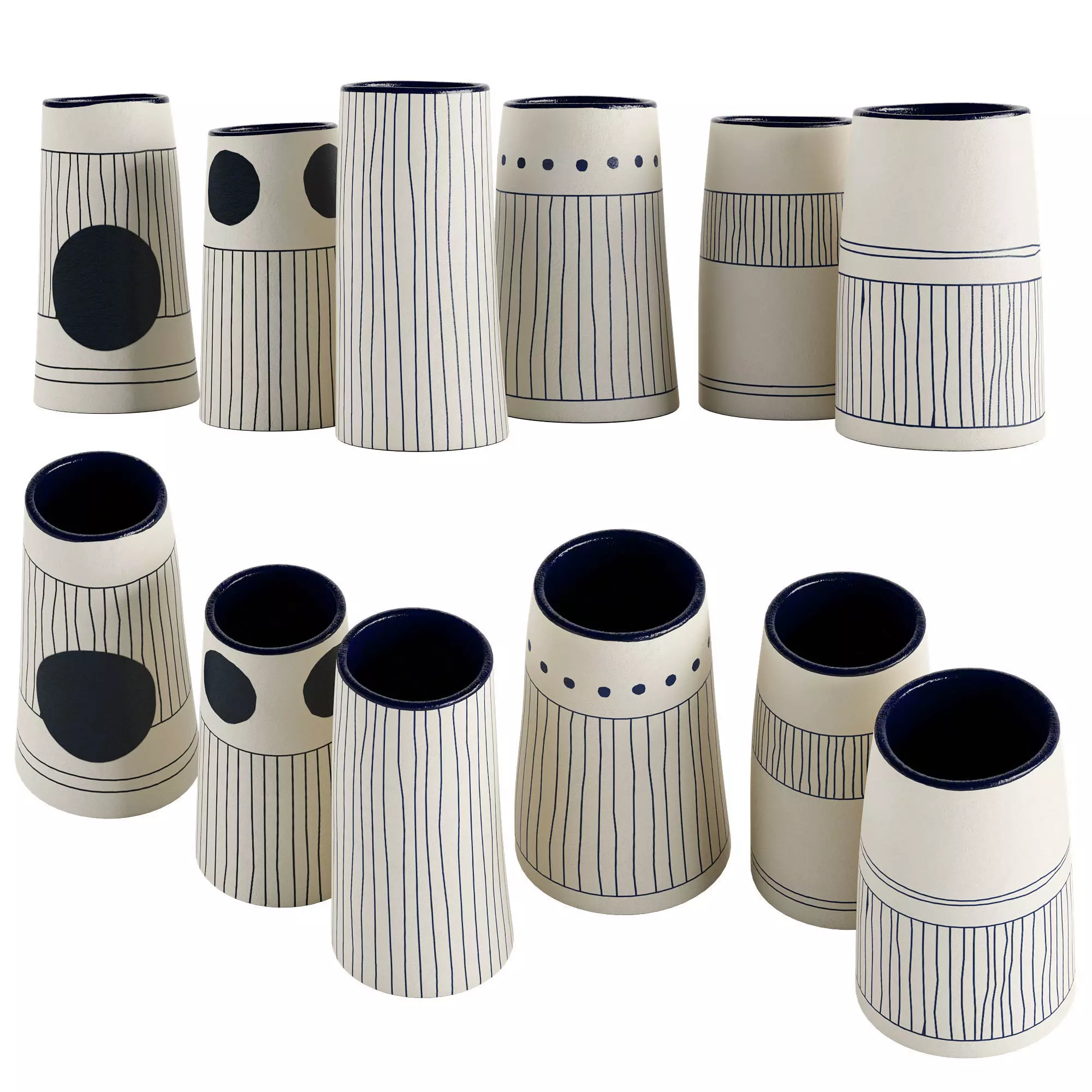 Handmade Decorated Indigo Ceramic Vase 1 3D model_0