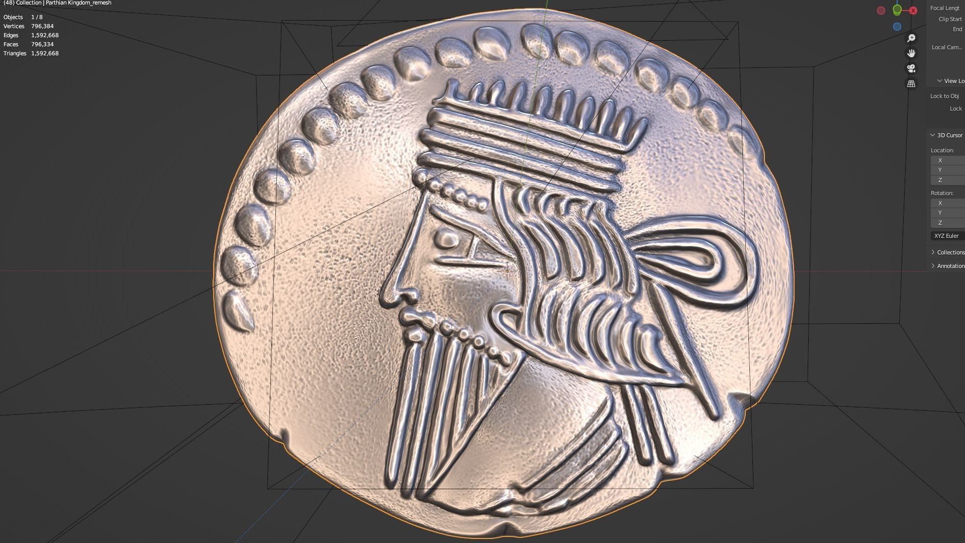 Parthian Kingdom Arsaces XLI coin 3D print model_5