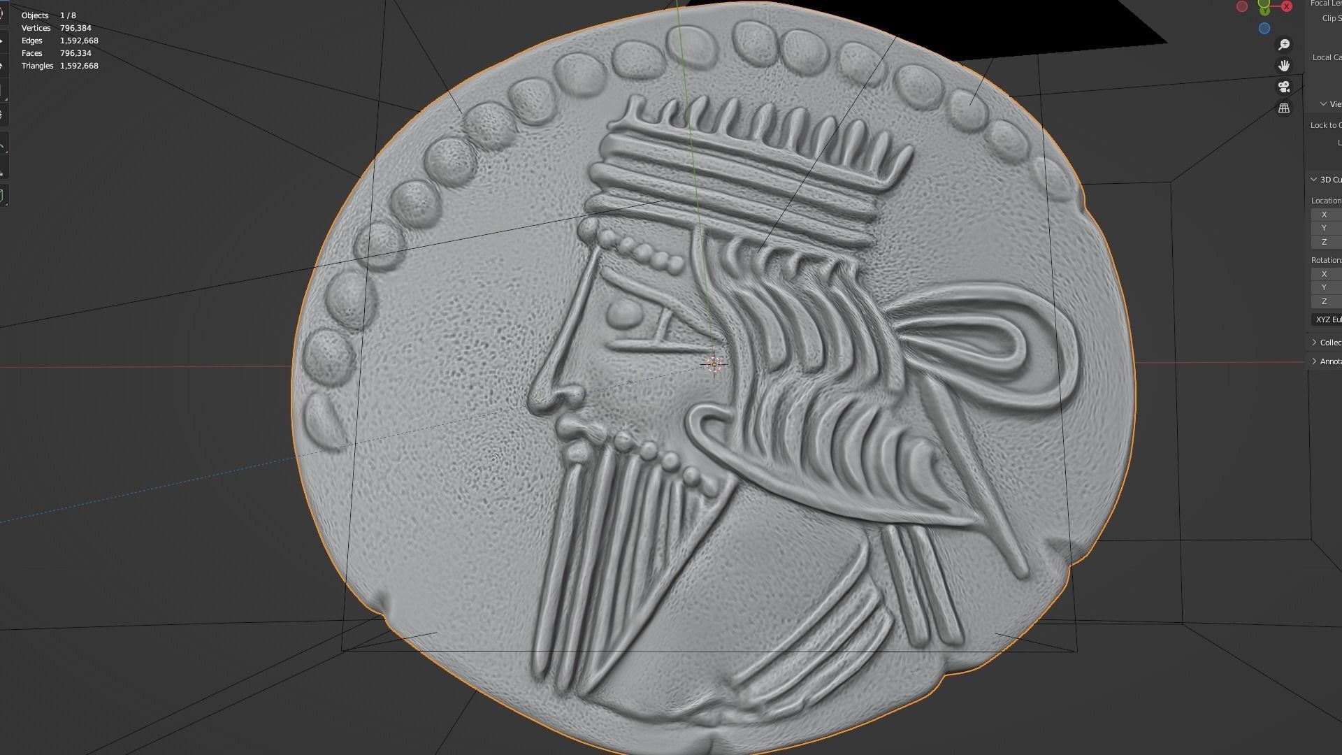 Parthian Kingdom Arsaces XLI coin 3D print model_9