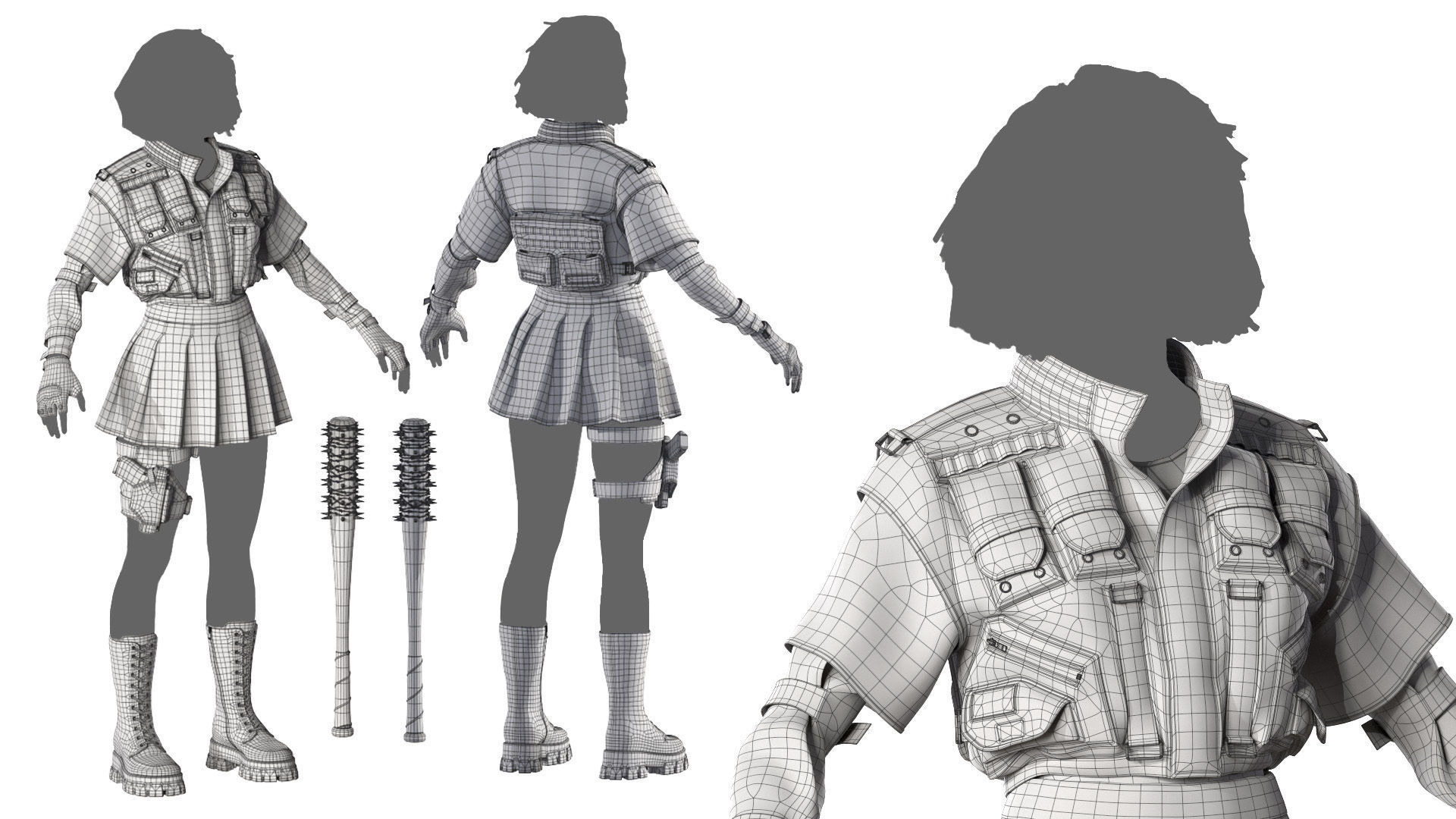 Cyberpunk Outfit  Low-poly 3D model_7