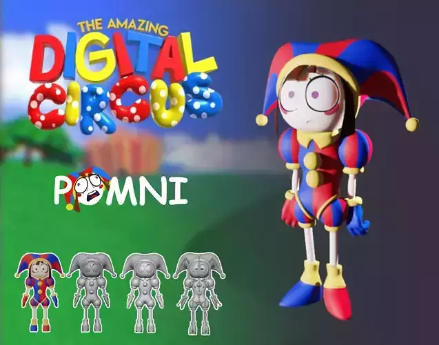 Pomni low poly 3d model