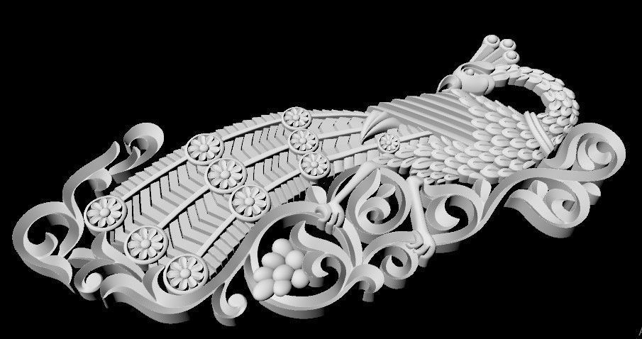 Central decor ornament for furniture 3D model_3