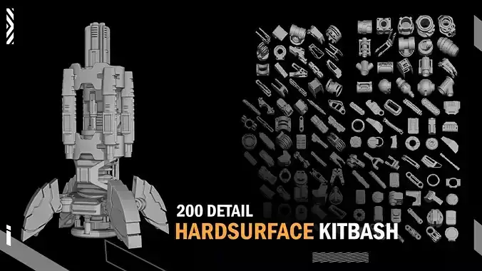 200 Detail  Hard Surface Kitbash  3D model