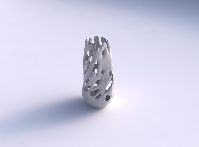 Bottom wide vase helix with faceted cuts 3D print model