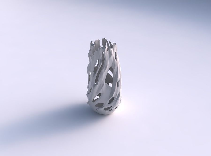 Bottom wide vase helix with faceted cuts and bulges 3D print model_0