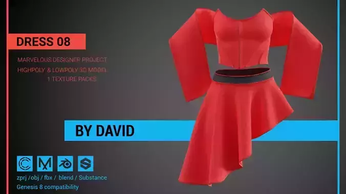 Dress 08 - Marvelous Designer CLO project